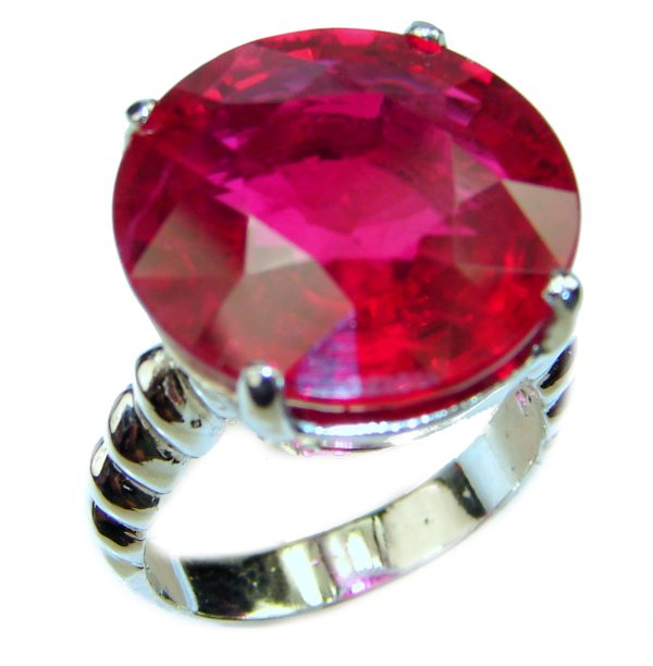 Red Power Red Topaz .925 Sterling Silver handcrafted Ring size 8