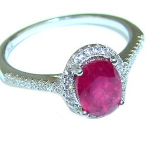 Red Rose unique Ruby .925 Sterling Silver handcrafted Ring size 8