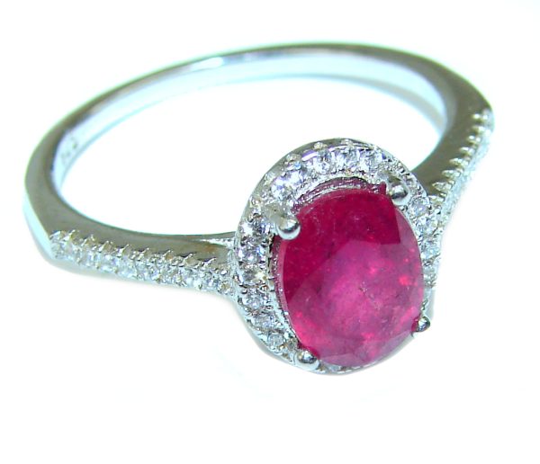 Red Rose unique Ruby .925 Sterling Silver handcrafted Ring size 8