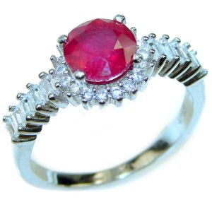 Red Rose unique Ruby .925 Sterling Silver handcrafted Ring size 8