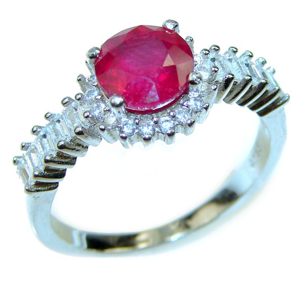 Red Rose unique Ruby .925 Sterling Silver handcrafted Ring size 8