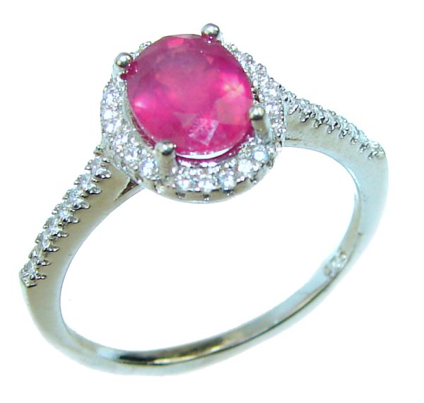 Red Rose unique Ruby .925 Sterling Silver handcrafted Ring size 8