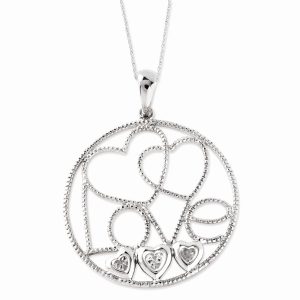 Rhodium Plated Sterling Silver & CZ Baby Makes Five Necklace, 18 Inch