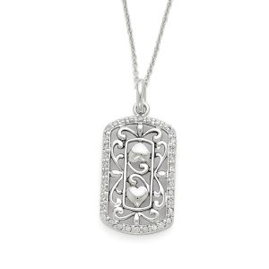 Rhodium Plated Sterling Silver & CZ Thankful for You Necklace, 18 Inch