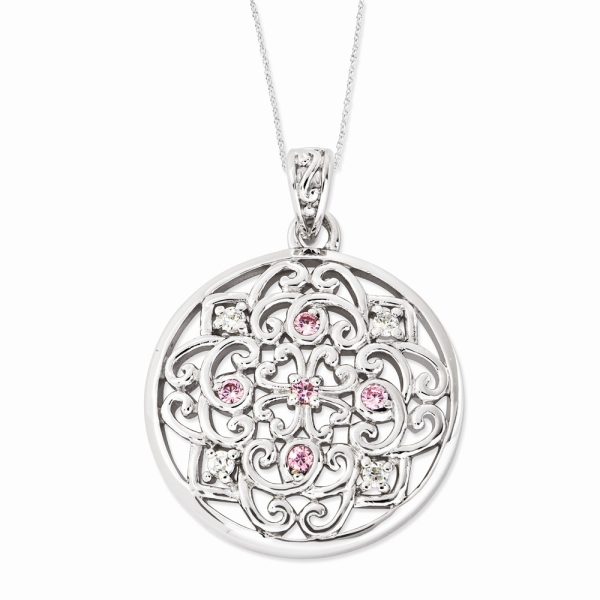 Rhodium Plated Sterling & CZ Love Binds Us Together Necklace, 18 Inch