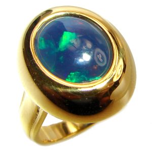 Rich Design 5ctw Genuine Black Opal 18K Gold over .925 Sterling Silver handmade Ring size 4 1/2