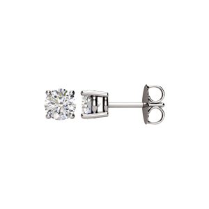 Round 1.0 Cttw Basket Style Diamond Stud Earrings in 14k White Gold