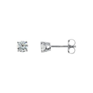 Round 1/2 Cttw Basket Style Diamond Stud Earrings in 14k White Gold