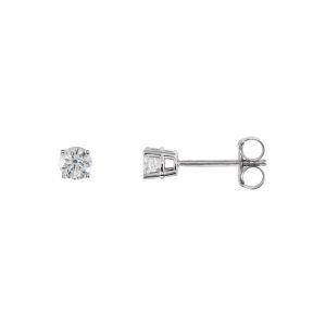 Round 1/3 Cttw Basket Style Diamond Stud Earrings in 14k White Gold