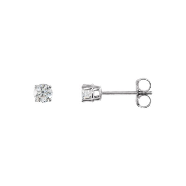 Round 1/3 Cttw Basket Style Diamond Stud Earrings in 14k White Gold