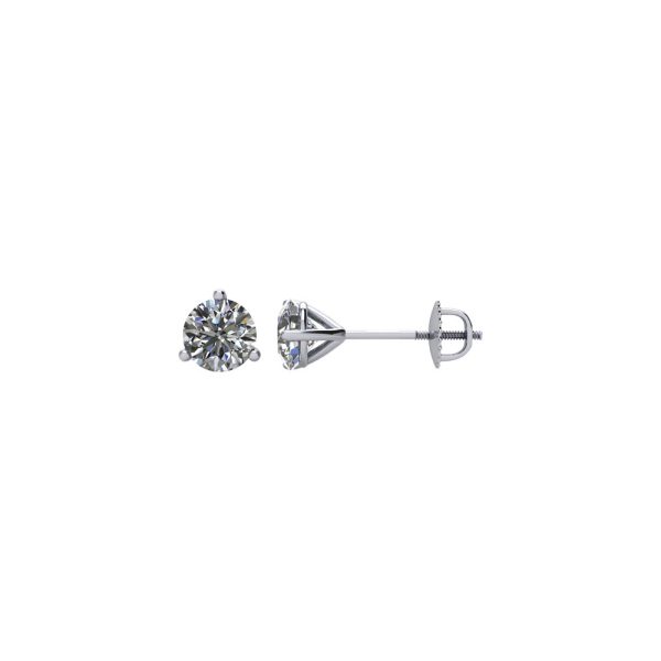 Round 1/3 Cttw Diamond Screw Back Stud Earrings in 14k White Gold