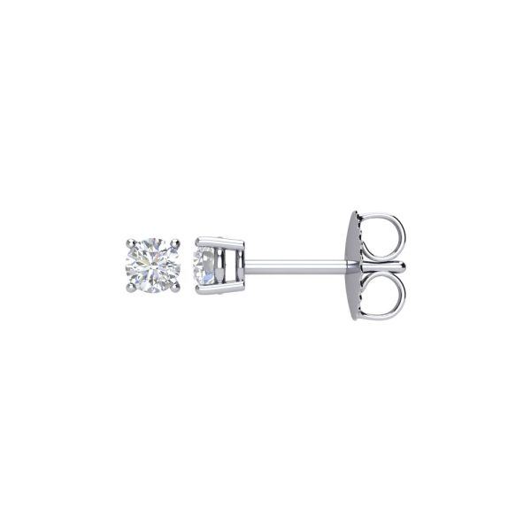 Round 1/4 Cttw Basket Style Diamond Stud Earrings in 14k White Gold