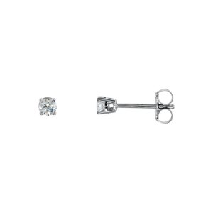 Round 1/5 Cttw Basket Style Diamond Stud Earrings in 14k White Gold