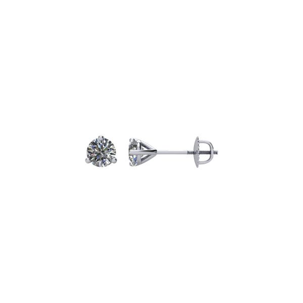 Round 1/5 Cttw Diamond Screw Back Stud Earrings in 14k White Gold