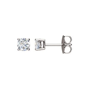 Round 3/4 Cttw Basket Style Diamond Stud Earrings in 14k White Gold