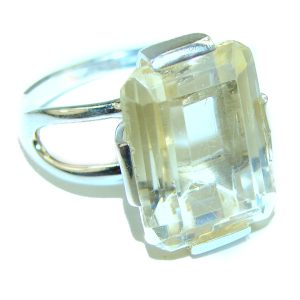 Royal Design 12.8ct Lemon Topaz .925 Sterling Silver handmade ring size 9 1/2