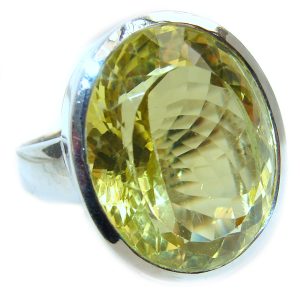 Royal Design 88ct Lemon Topaz 18K yellow Gold .925 Sterling Silver handmade ring size 6