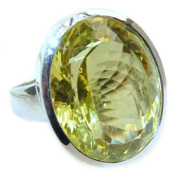 Royal Design 88ct Lemon Topaz 18K yellow Gold .925 Sterling Silver handmade ring size 6