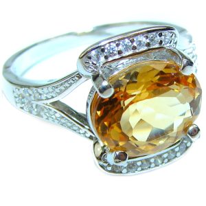 Royal Style 9.5 carat Citrine .925 Sterling Silver handmade Ring s. 7