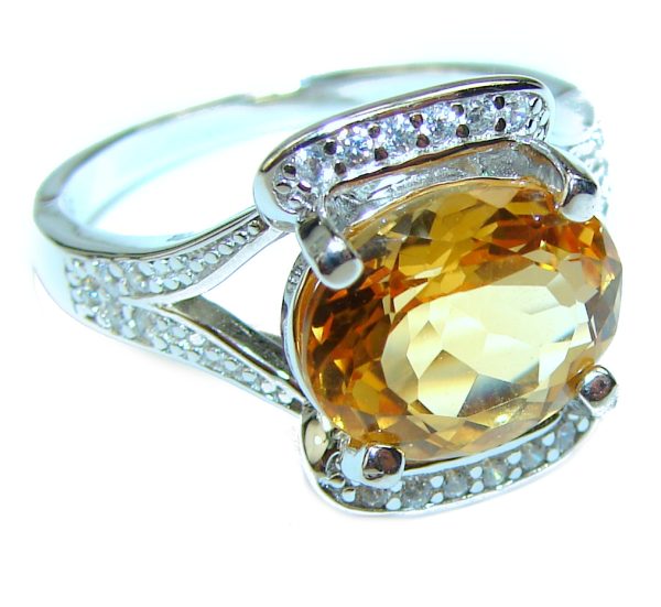 Royal Style 9.5 carat Citrine .925 Sterling Silver handmade Ring s. 7