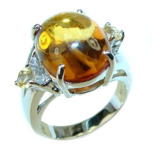 Royal Style Citrine .925 Sterling Silver handmade Ring s. 7