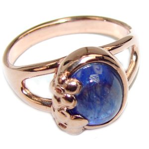 Royal quality unique Sapphire 18K Gold over .925 Sterling Silver handcrafted Ring size 6 1/4