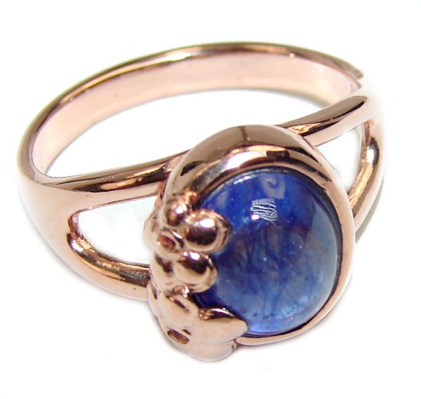 Royal quality unique Sapphire 18K Gold over .925 Sterling Silver handcrafted Ring size 6 1/4