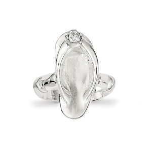 Sandal Cubic Zirconia Toe Ring in Sterling Silver