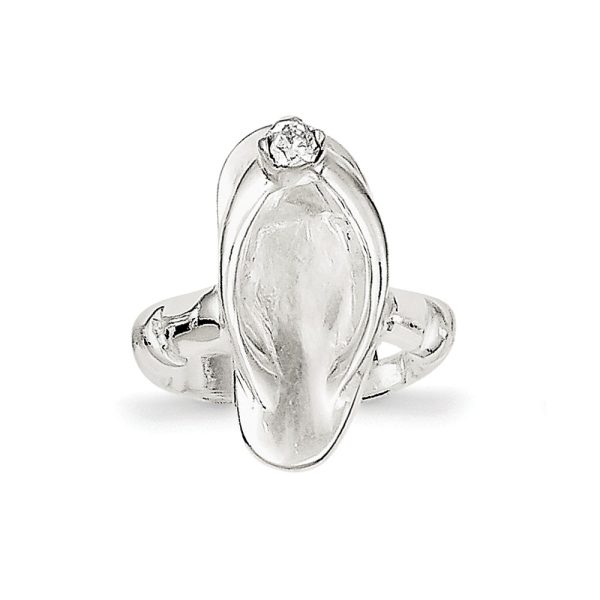 Sandal Cubic Zirconia Toe Ring in Sterling Silver