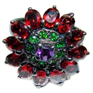 Scarlet Starlight Authentic Garnet black rhodium over .925 Sterling Silver Ring size 8 1/2