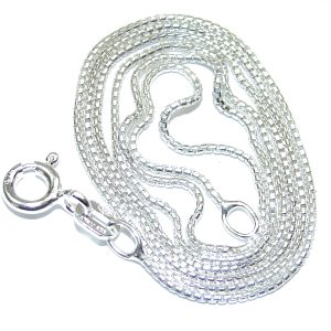 Side Box design Sterling Silver Chain 16'' long, 1 mm wide