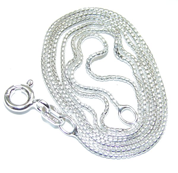 Side Box design Sterling Silver Chain 16'' long, 1 mm wide