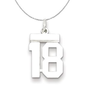 Silver, Athletic Collection Medium Polished Number 18 Necklace