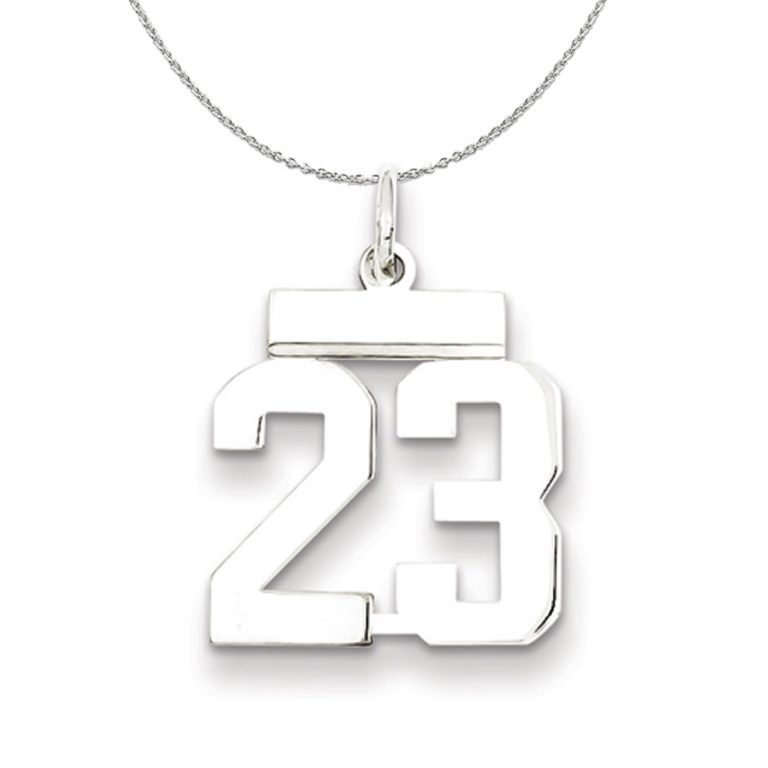 Silver, Athletic Collection Medium Polished Number 23 Necklace