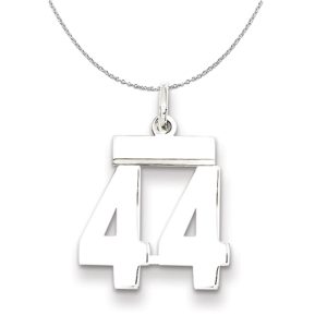 Silver, Athletic Collection Medium Polished Number 44 Necklace