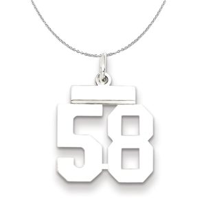 Silver, Athletic Collection Medium Polished Number 58 Necklace