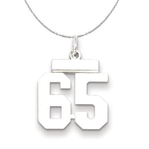 Silver, Athletic Collection Medium Polished Number 65 Necklace