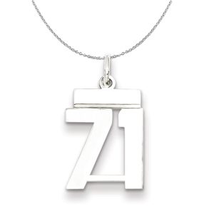 Silver, Athletic Collection Medium Polished Number 71 Necklace