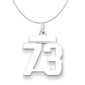 Silver, Athletic Collection Medium Polished Number 73 Necklace