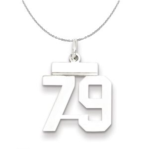 Silver, Athletic Collection Medium Polished Number 79 Necklace