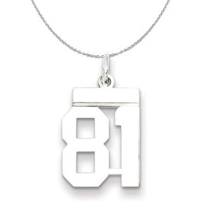 Silver, Athletic Collection Medium Polished Number 81 Necklace