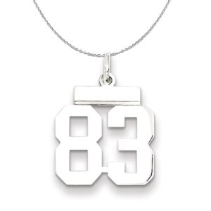 Silver, Athletic Collection Medium Polished Number 83 Necklace