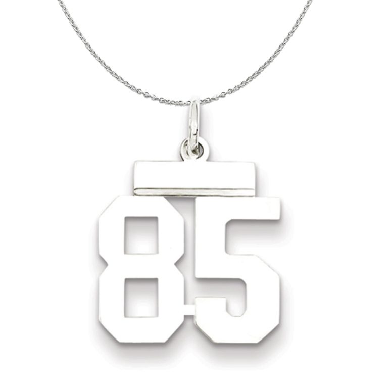 Silver, Athletic Collection Medium Polished Number 85 Necklace