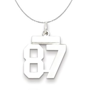 Silver, Athletic Collection Medium Polished Number 87 Necklace