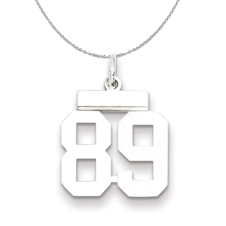 Silver, Athletic Collection Medium Polished Number 89 Necklace