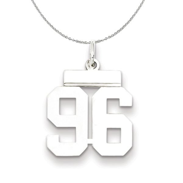 Silver, Athletic Collection Medium Polished Number 96 Necklace