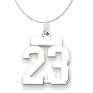 Silver, Athletic Collection, Small Polished Number 23 Necklace