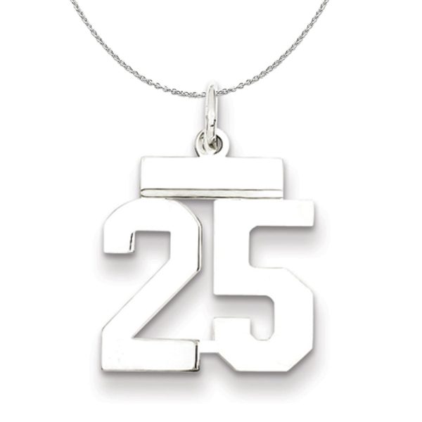 Silver, Athletic Collection, Small Polished Number 25 Necklace