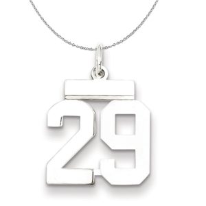 Silver, Athletic Collection, Small Polished Number 29 Necklace