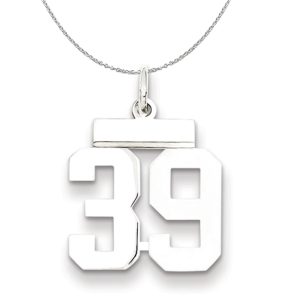 Silver, Athletic Collection, Small Polished Number 39 Necklace